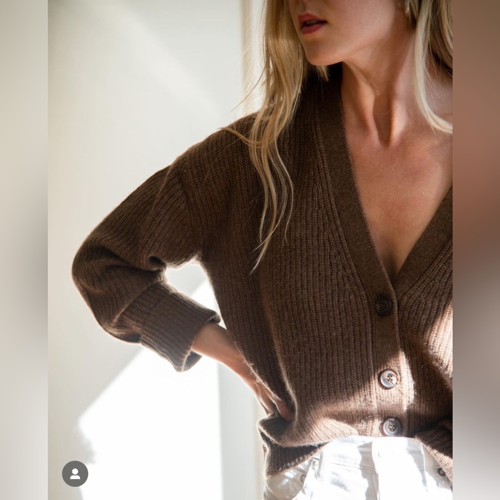 Jenni Kayne Cropped Cocoon Cardigan in Nutmeg (cashmere-wool blend) - Picture 2 of 8